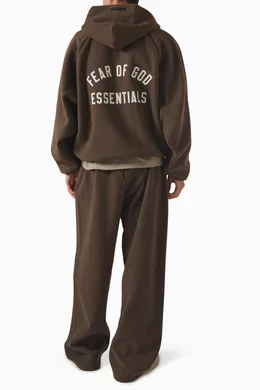 Buy Fear of God Essentials Brown Brushed Hooded Bomber Jacket For