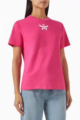 Buy MCM Pink Essential Logo T shirt in Cotton Jersey For Women Online Ounass Bahrain