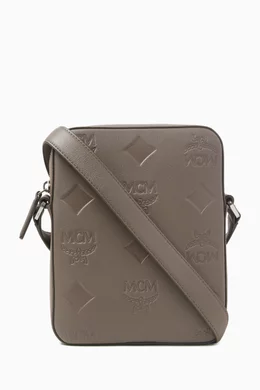 Buy MCM Grey Mini Klassik Monogram Crossbody Bag in Leather For Men Online Ounass Bahrain