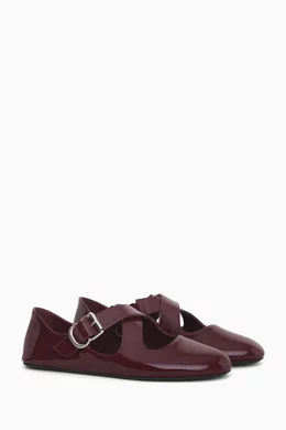 Buy Alaïa Burgundy Criss-cross Ballet Flats in Patent Leather For
