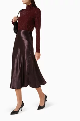 Buy Tory Burch Red Midi Skirt in Satin For Women Online Ounass Bahrain