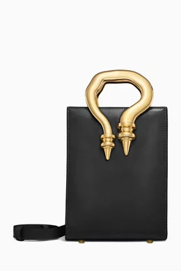 Buy Okhtein Black Mini Malleable Shopper Bag in Leather For Women Online Ounass Bahrain