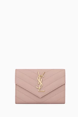 Buy SAINT LAURENT Pink Small Cassandre Matelasse Envelope Wallet in Grain de Poudre Leather For Women Online Ounass Bahrain