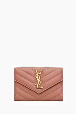 Buy SAINT LAURENT Pink Cassandre Envelope Wallet in Lambskin For Women Online Ounass Bahrain