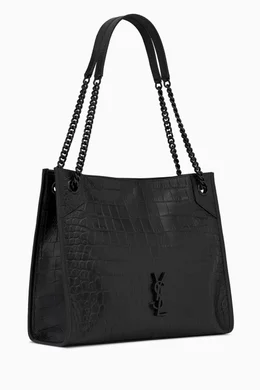 Buy SAINT LAURENT Black Niki Shopping Shoulder Bag in Croc embossed Leather For Women Online Ounass Bahrain
