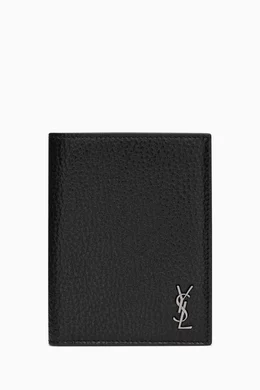 Buy SAINT LAURENT Black Tiny Cassandre Passport Case in Leather For Men Online Ounass Bahrain