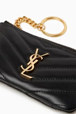 Buy SAINT LAURENT Black Cassandre Matelasse Keyring Pouch in Leather For Women Online Ounass Bahrain