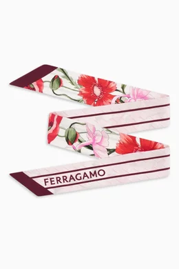 Buy Ferragamo Pink Bouquet-print Bandeau Scarf in Silk For
