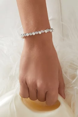 Buy Swarovski White Matrix Pearl Crystal Bracelet in Rhodium