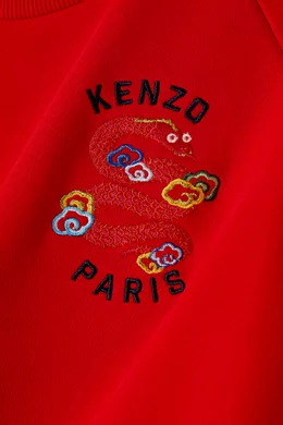Buy KENZO KIDS Red Snake Logo embroidered Sweatshirt in Cotton fleece For Boys Online Ounass Bahrain