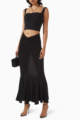 ワンピース NENSI DOJAKA Women Mid Skirts NDSS23KT018BLACK Black Buy Nensi Dojaka Black Yasmin V-waist Midi Skirt in Viscose