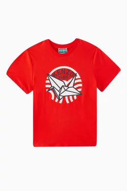 Buy KENZO KIDS Red Branded Print T-shirt in Organic Cotton For Boys Online Ounass Bahrain