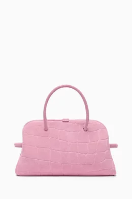 Buy Jacquemus Pink Le Petit Turismo Small Tote Bag in Croc