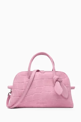 Buy Jacquemus Pink Le Petit Turismo Small Tote Bag in Croc