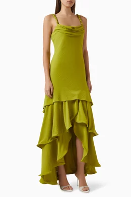 Buy Andres Otalora Green Inoportuna Ruffled Maxi Dress For Women Online |  Ounass Bahrain