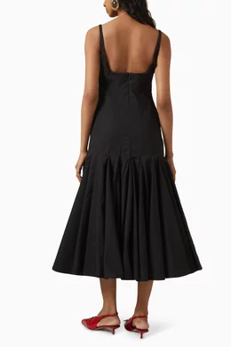 Buy Jacquemus Black La Robe Agave Midi Dress in Poplin For