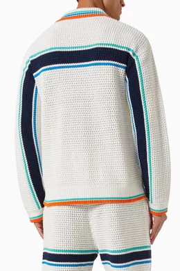Buy Casablanca White Tennis Shacket in Crochet For Men Online