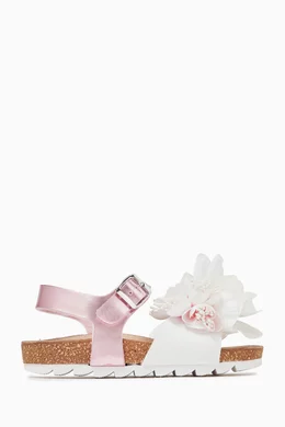 Buy Monnalisa Pink Floral Laminated Sandals For Girls Online