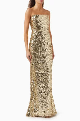 Buy Bronx and Banco Gold Farah Sequin-embellished Gown For Women Online |  Ounass Bahrain