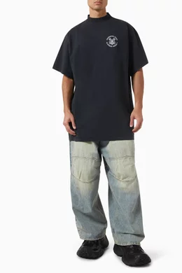 Balenciaga バレンシアガ＊Key Crest Vintageオーバー Tシャツ Buy Balenciaga Black Oversized Key Crest T-Shirt in Vintage