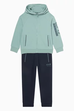 Buy Emporio Armani Blue EA7 Colour-block Tracksuit Set in Organic