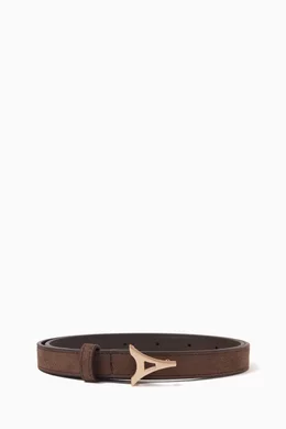 Buy Manière De Voir Brown Eiffel Slim Belt in Vegan Suede  display picture 1