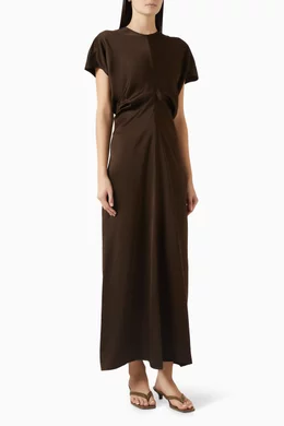 Buy Toteme Brown Slouch-waist Dress in Satin For Women Online | Ounass  Bahrain