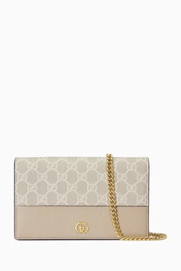 Buy Gucci White GG Marmont Wallet on Chain in Canvas Leather For