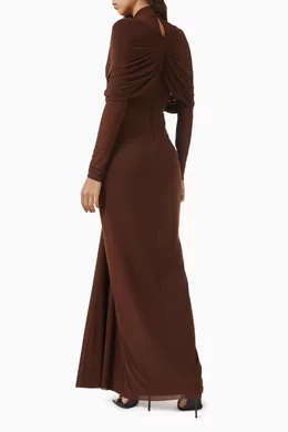 deme by gabriella brown dress Deme By Gabriella JUNE CHOCOLATE BROWN FITTED MAXI DRESS
