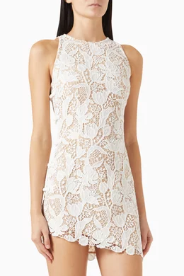 Buy Sau Lee White Silba Mini Dress in Lace For Women Online | Ounass Bahrain