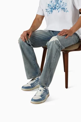 Amiri Tow-Tone Leather Bandana Skel Sneakers Buy Amiri Blue