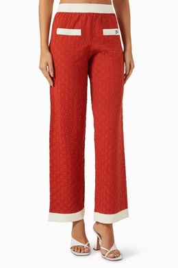 Buy KARL LAGERFELD Orange Contrast-trim Pants in Nylon-knit For
