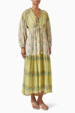 Buy Bohemian Traders Multicolour Lysia Drawstring Spliced Maxi