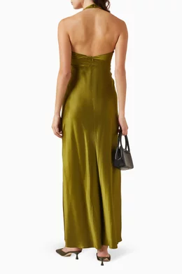 Buy Reformation Green Daniela Maxi Dress in Silk For Women Online | Ounass  Bahrain