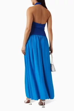 Buy Solid & Striped Blue The Halter Soglio Maxi Dress in Viscose-blend For  Women Online