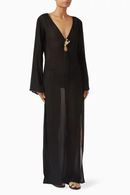 knee length dresses for ladies ''Hotline' Lobster Maxi Dress - Black main image 1