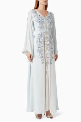 Buy Eleganza La Mode Blue Embroidered Belted Kaftan For Women Online |  Ounass Bahrain