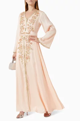 Buy Eleganza La Mode Pink Embroidered Belted Kaftan For Women Online |  Ounass Bahrain