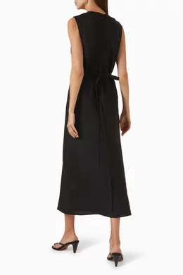 Buy COS Black Bais Cut Midi Dress in Linen-blend For Women Online | Ounass  Bahrain