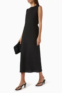 Buy COS Black Bais Cut Midi Dress in Linen-blend For Women Online | Ounass  Bahrain