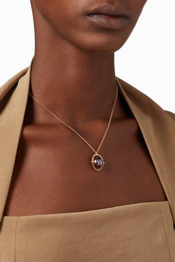 hover state of Entrelace Pearl Necklace with Diamonds in 18kt Rose Gold     