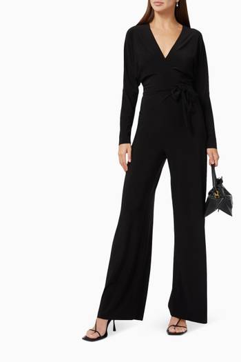 hover state of Reversible Dolman Wrap Jumpsuit in Poly Lycra  