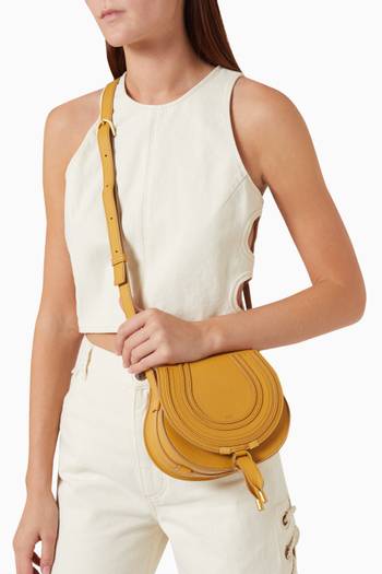 hover state of Small Marcie Saddle Bag in Grained Calfskin