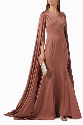 hover state of Mermaid Cape Gown in Satin
