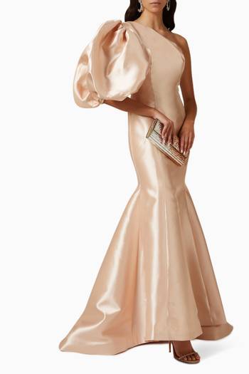 hover state of One-shoulder Mermaid Gown in Mikado