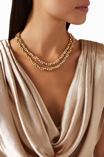 hover state of Trevise Strass Necklace in 24kt Gold-plated Metal