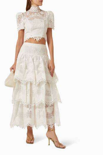 hover state of High Tide Embroidered Skirt in Tulle