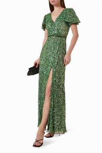 hover state of Sequinned Wrap Gown