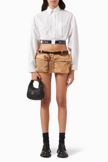 hover state of Logo Mini Skirt in Marbleised-denim