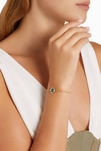 hover state of Petite DY Elements® Diamonds & Malachite Bracelet in 18kt Gold